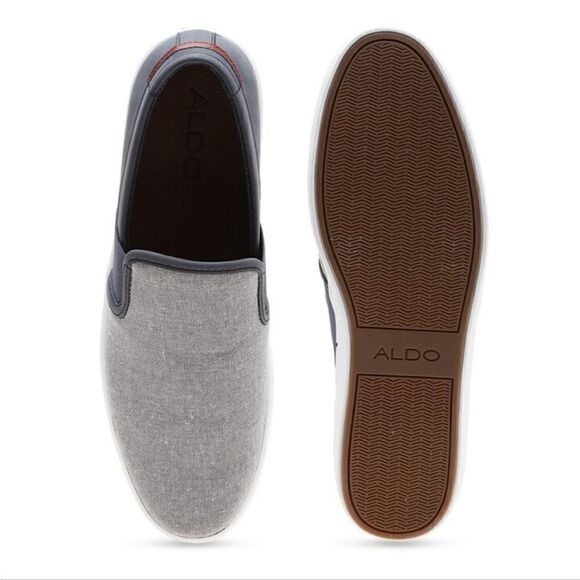 ALDO Men's Gray Denim Look & Navy Casual Slip On Comfort Loafers Size 12 - Picture 3 of 16